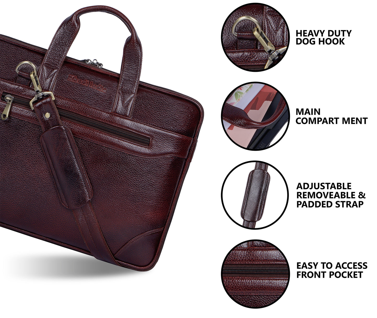 Rich Maroon Slim Leather Laptop Bag