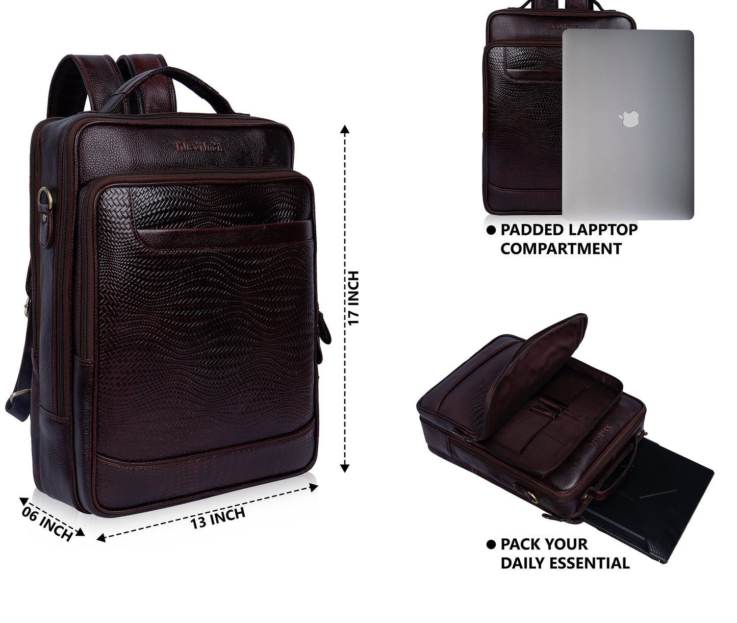 Heritage Brown Textured Leather Haversack Backpack