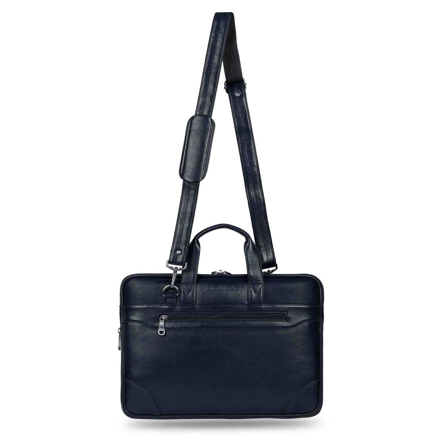 Stylish Blue Slim Leather Laptop Bag