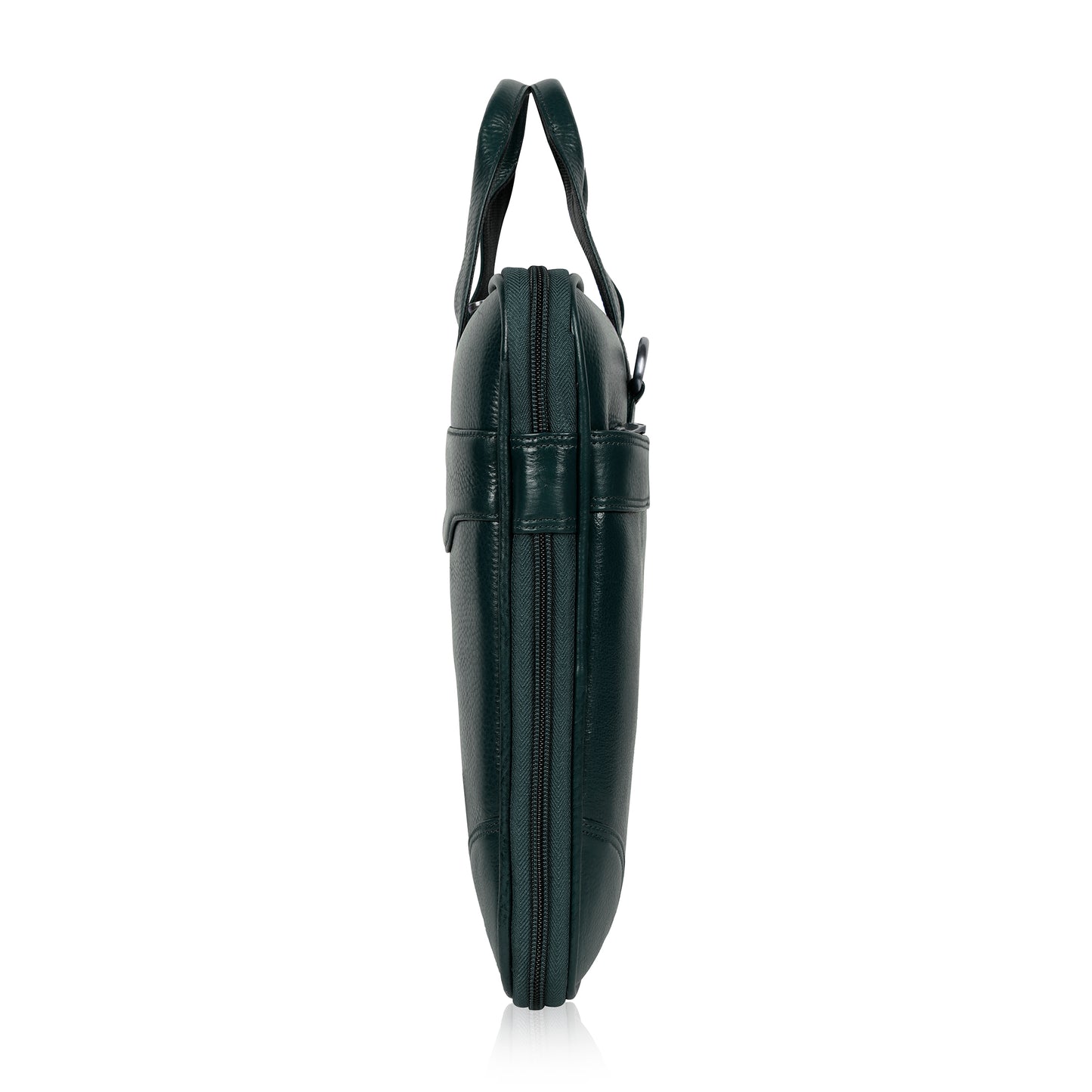 Stylish Green Slim Leather Laptop Bag