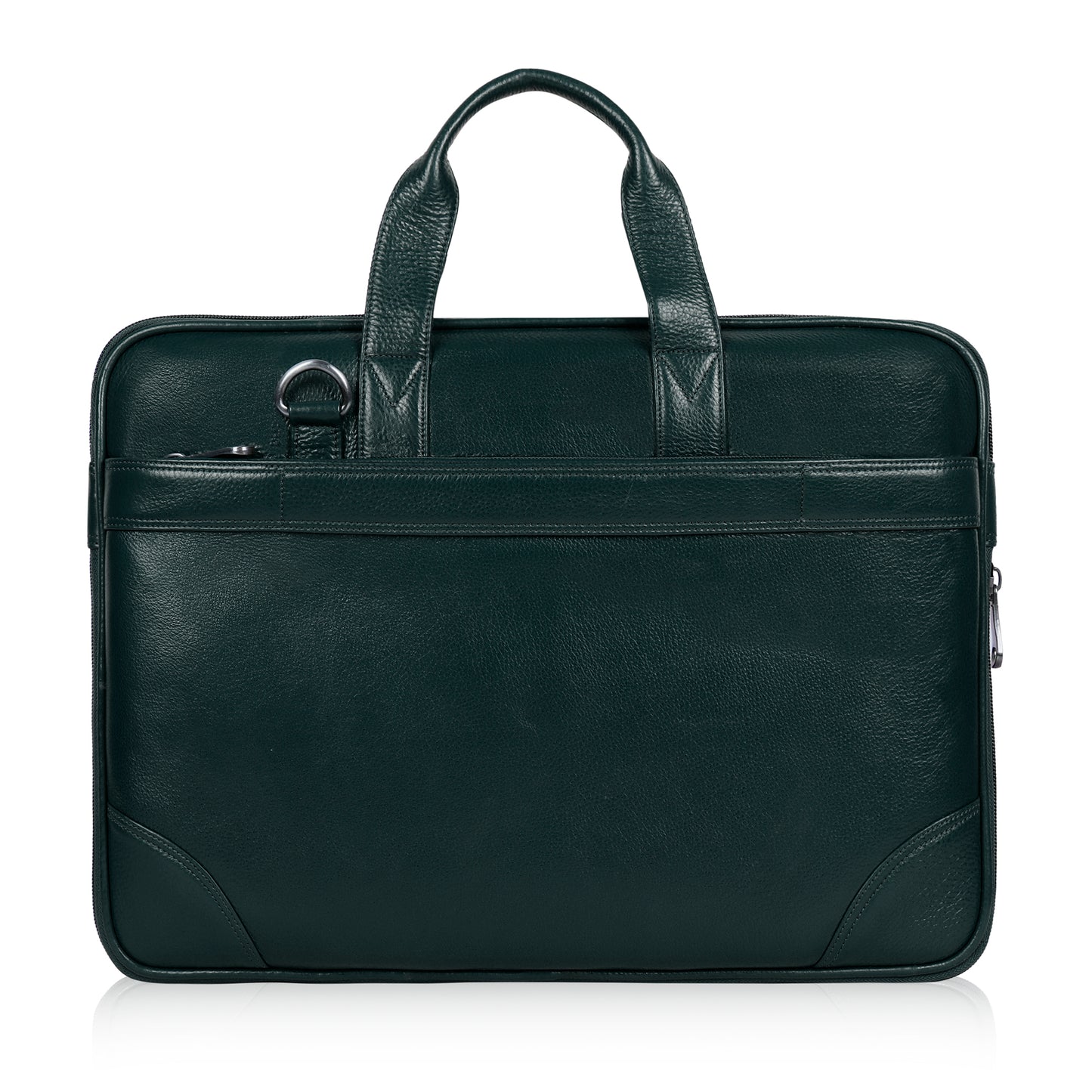 Stylish Green Slim Leather Laptop Bag