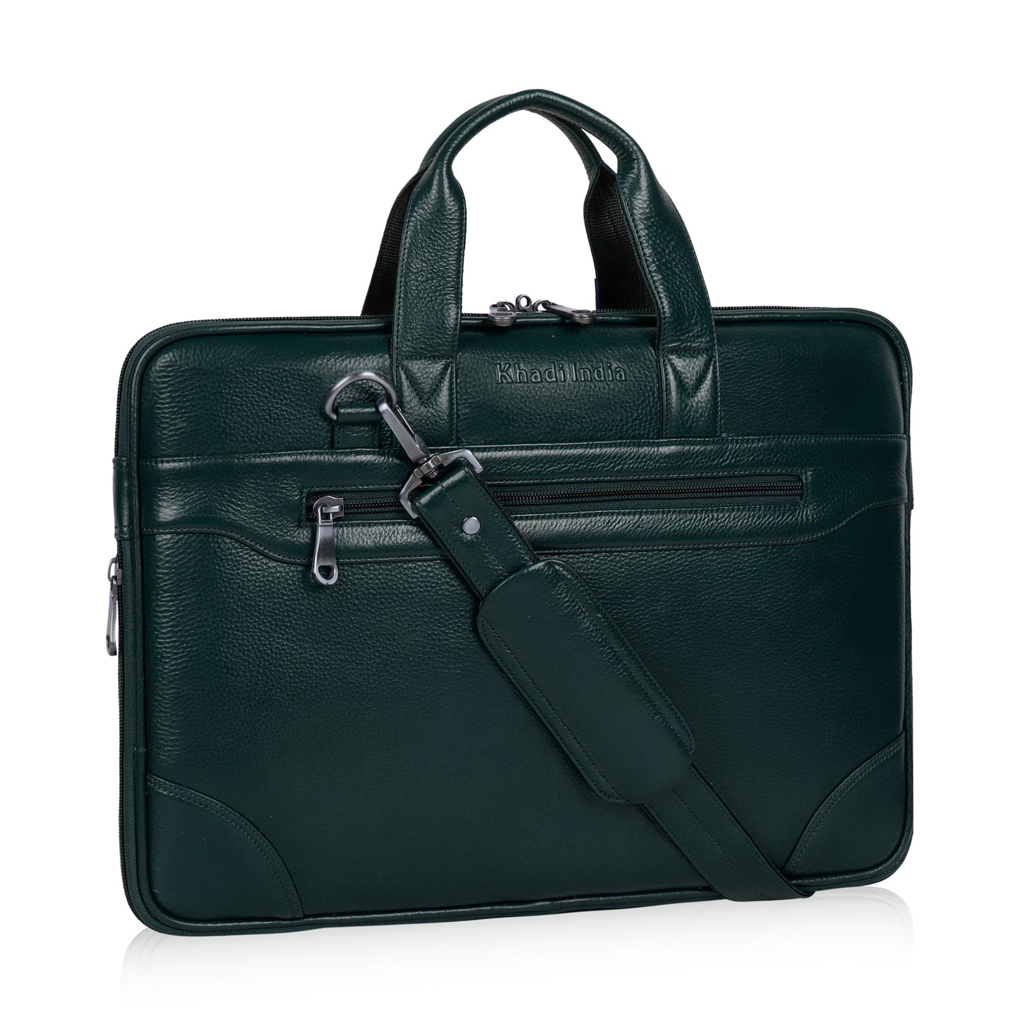 Stylish Green Slim Leather Laptop Bag