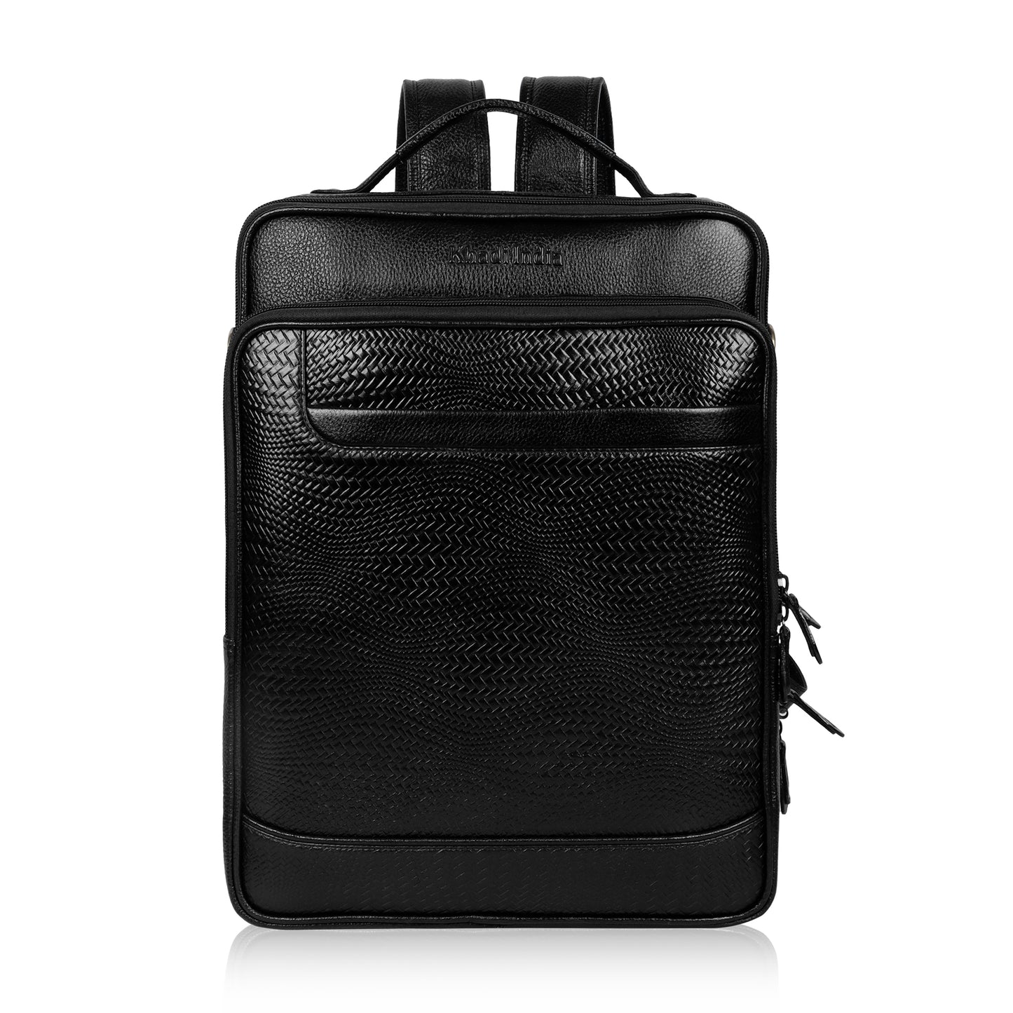 Dynamic Black Textured Leather Haversack Backpack