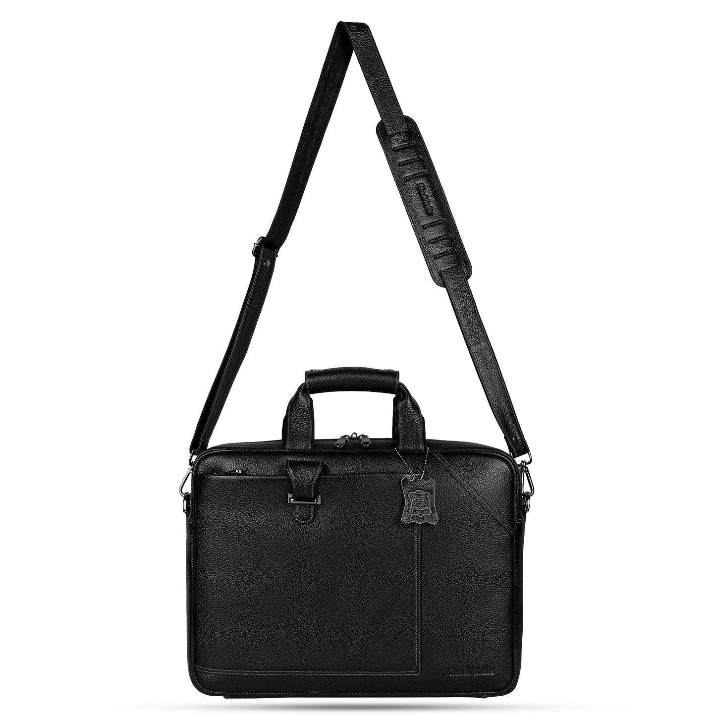 Robust Black Loop Leather Laptop Bag
