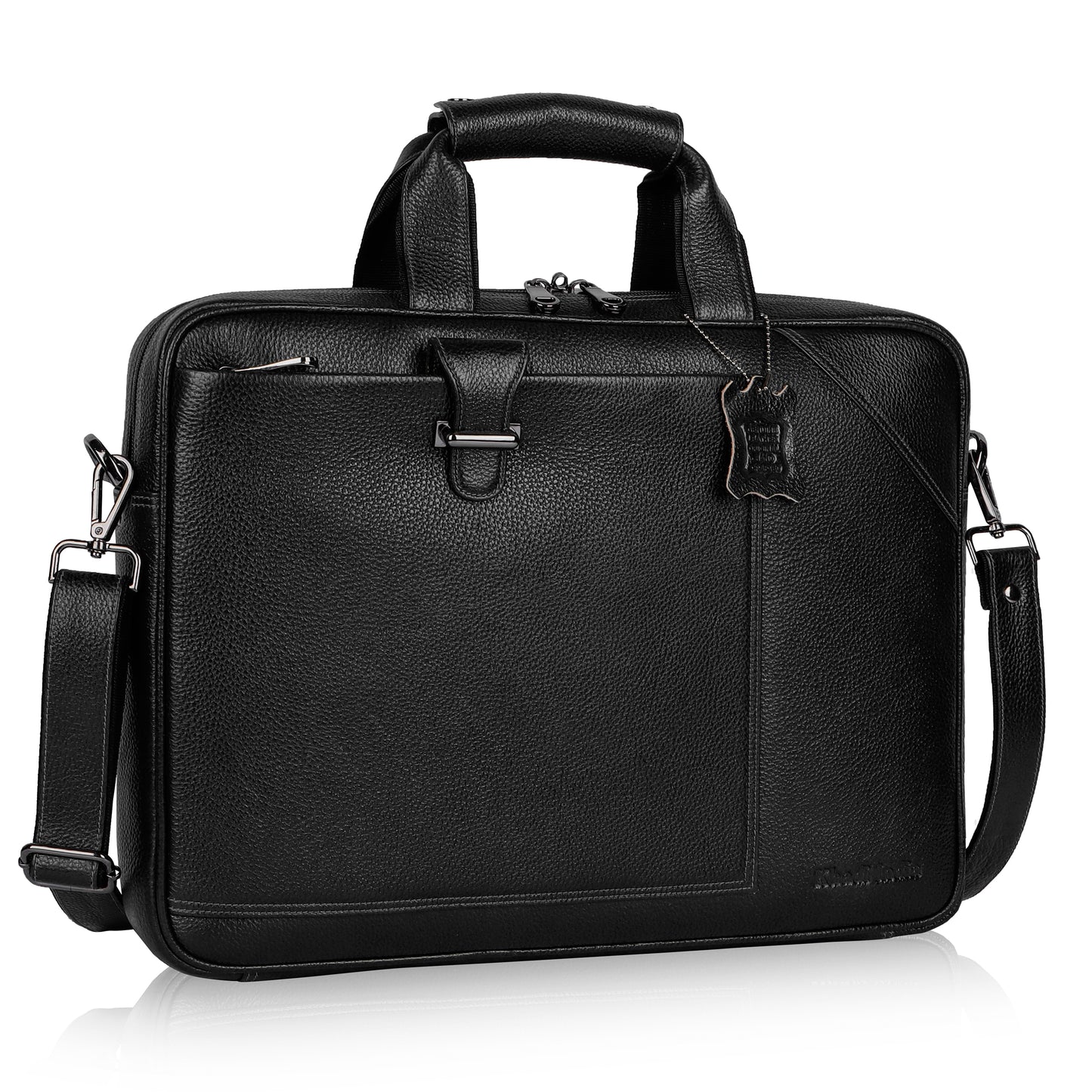 Robust Black Loop Leather Laptop Bag