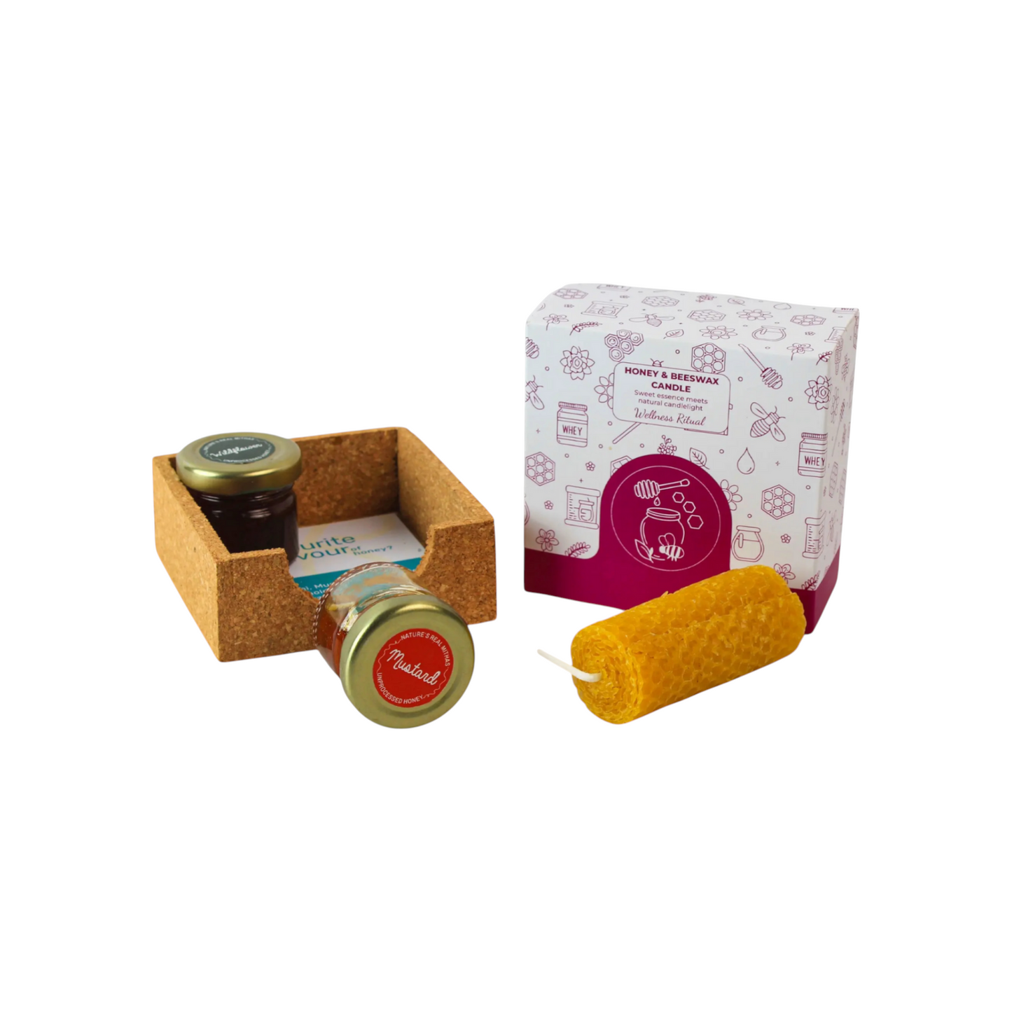 Raw Honey Set with Beeswax Candle