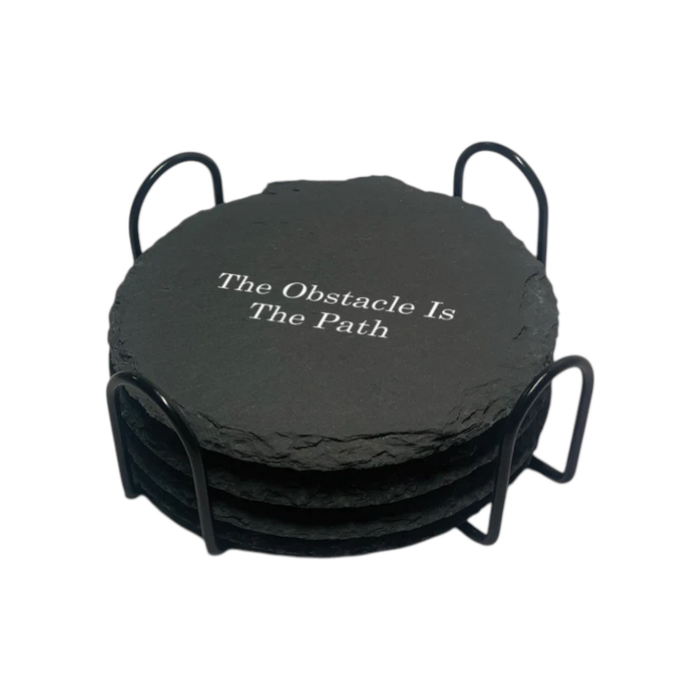 Round Stone Slate Coaster Set