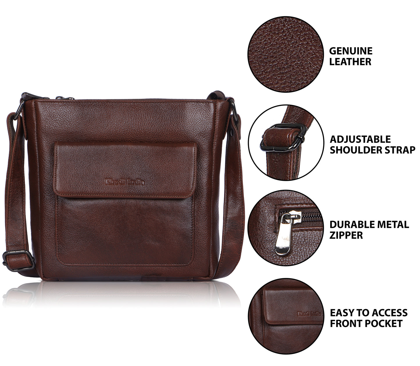 Versatile Brown Leather Sling Bag