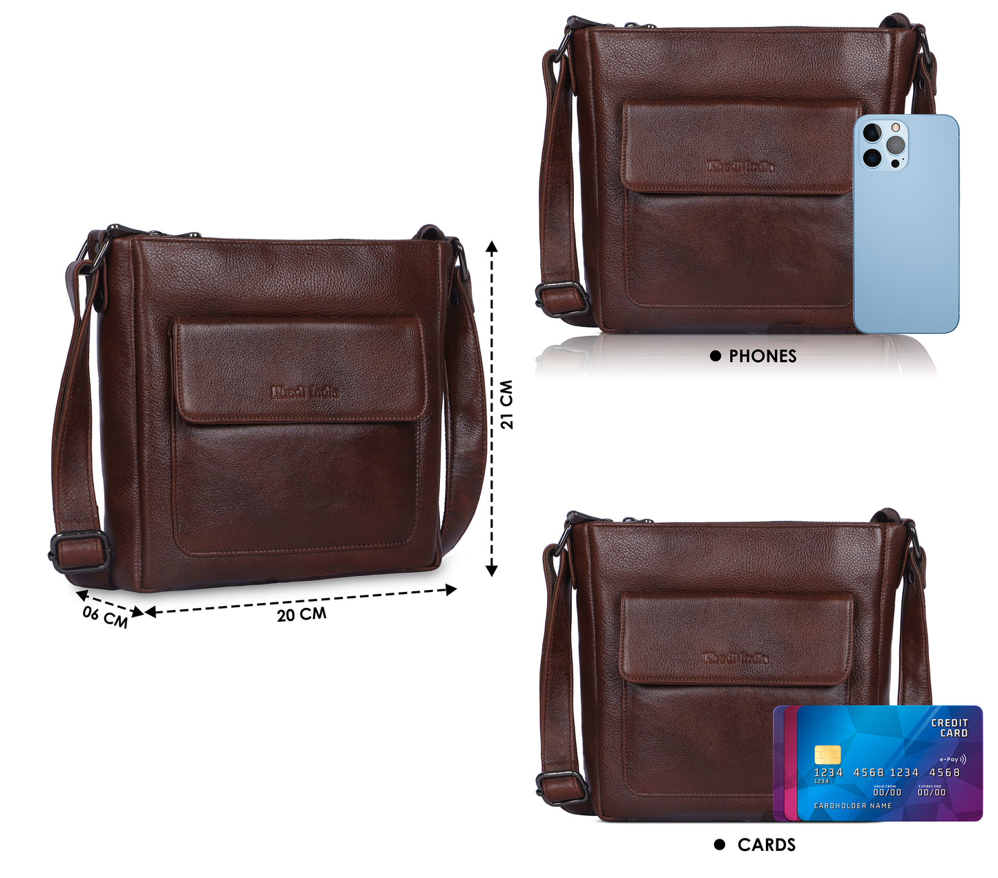 Versatile Brown Leather Sling Bag