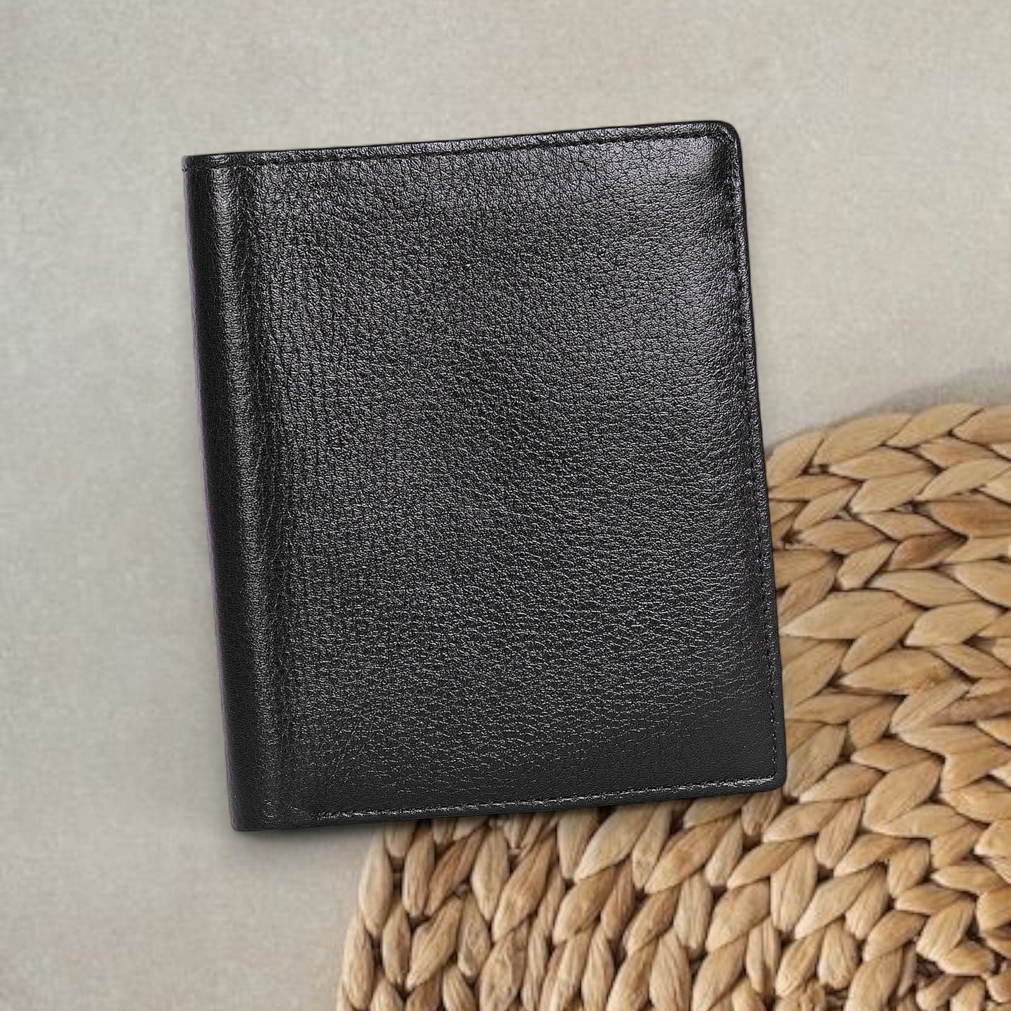 Refined Black Vertical Leather Wallet