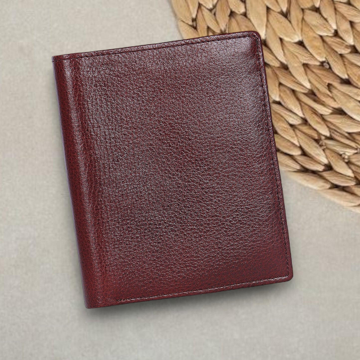 Premium Maroon Vertical Leather Wallet