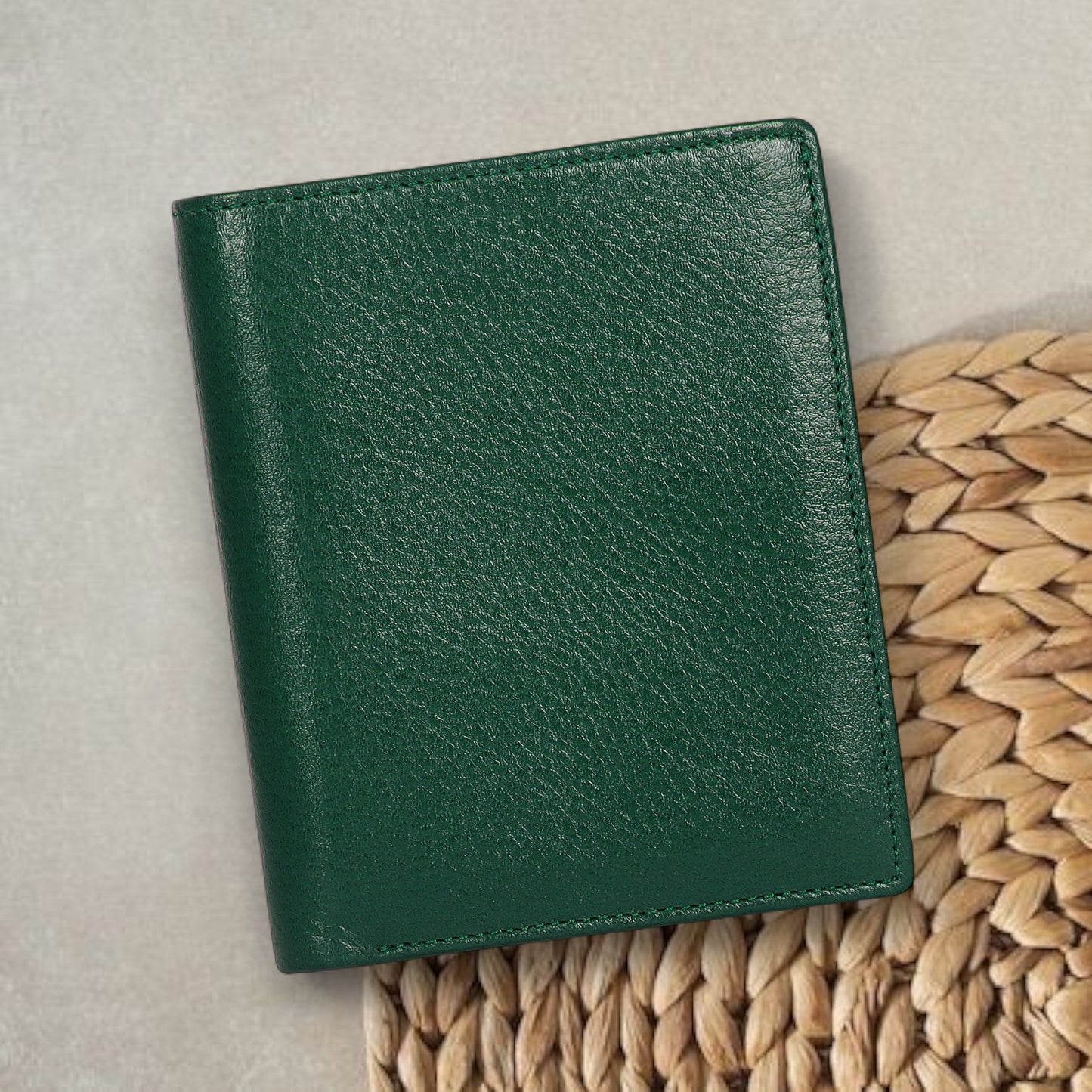 Stylish Green Vertical Leather Wallet