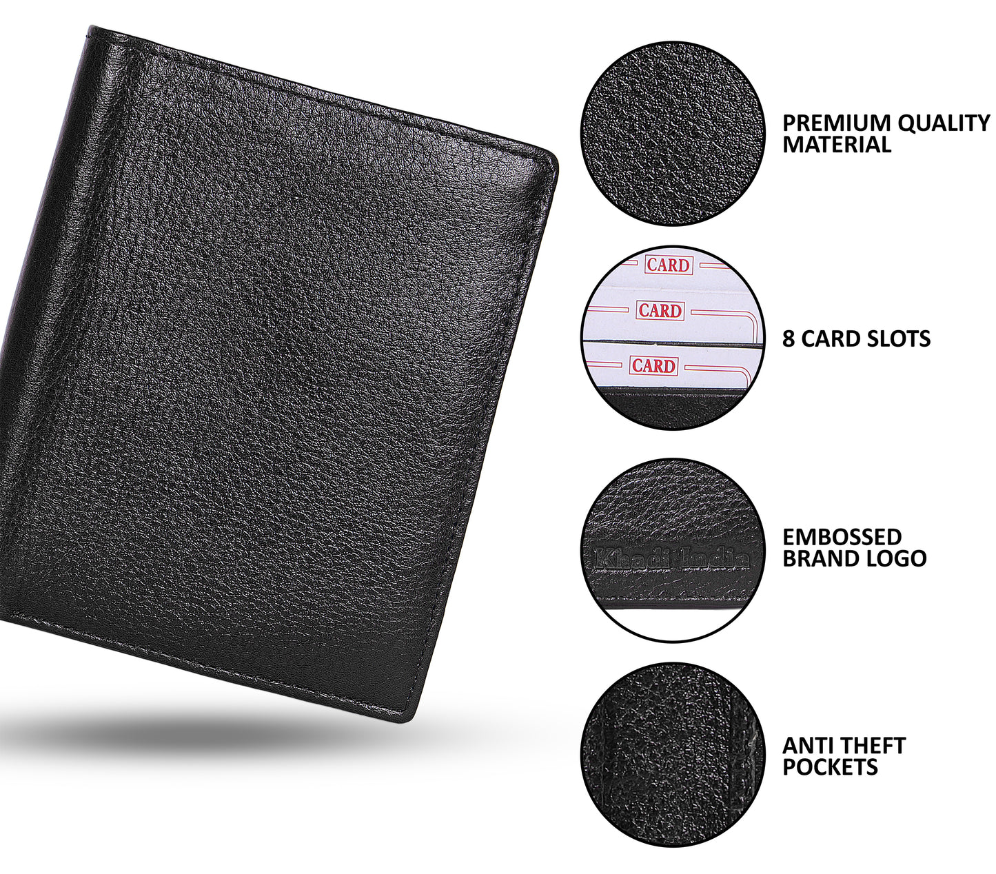 Refined Black Vertical Leather Wallet