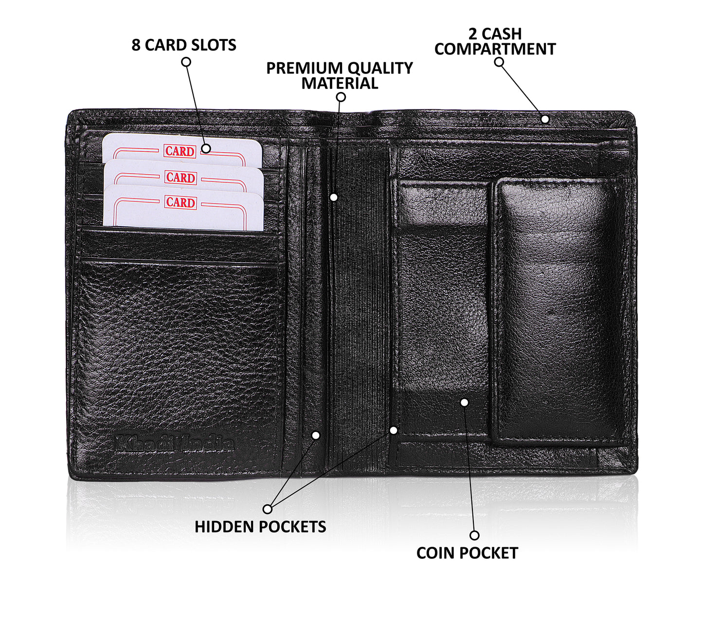 Refined Black Vertical Leather Wallet