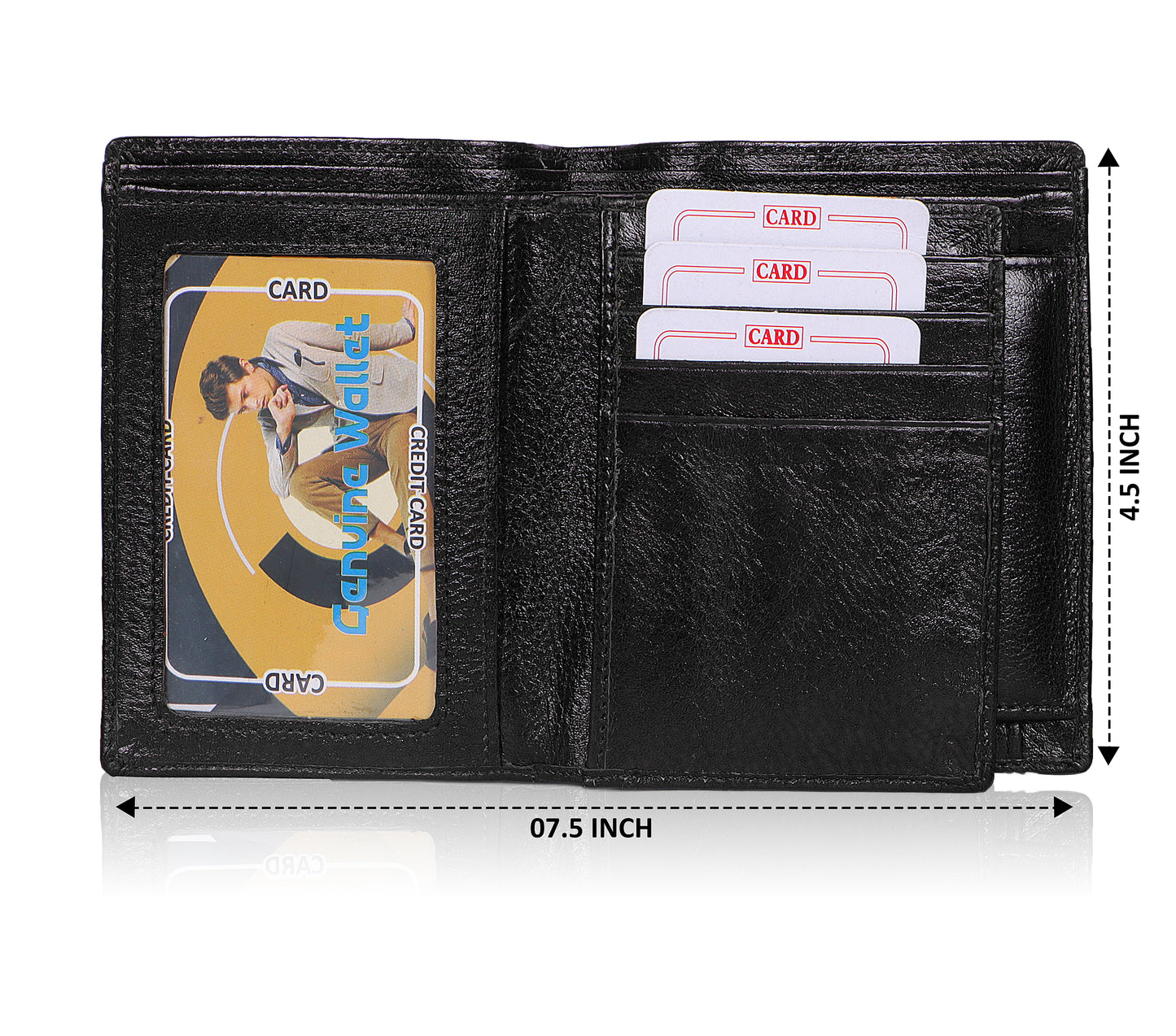 Refined Black Vertical Leather Wallet