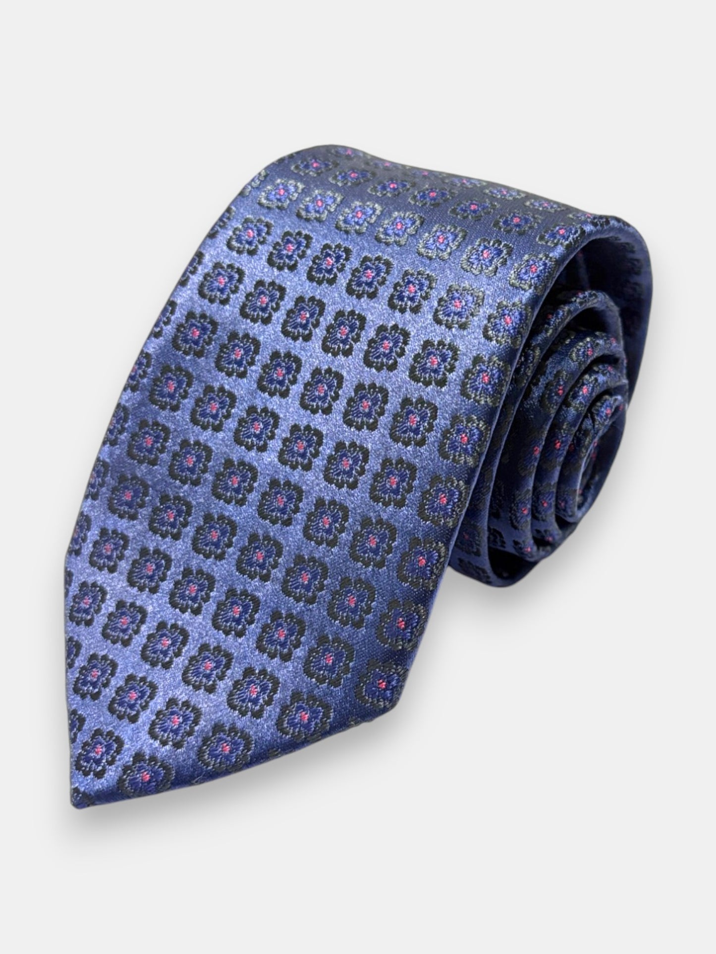 Navy Geometric Microfiber Necktie & Pocket Square Gift Set