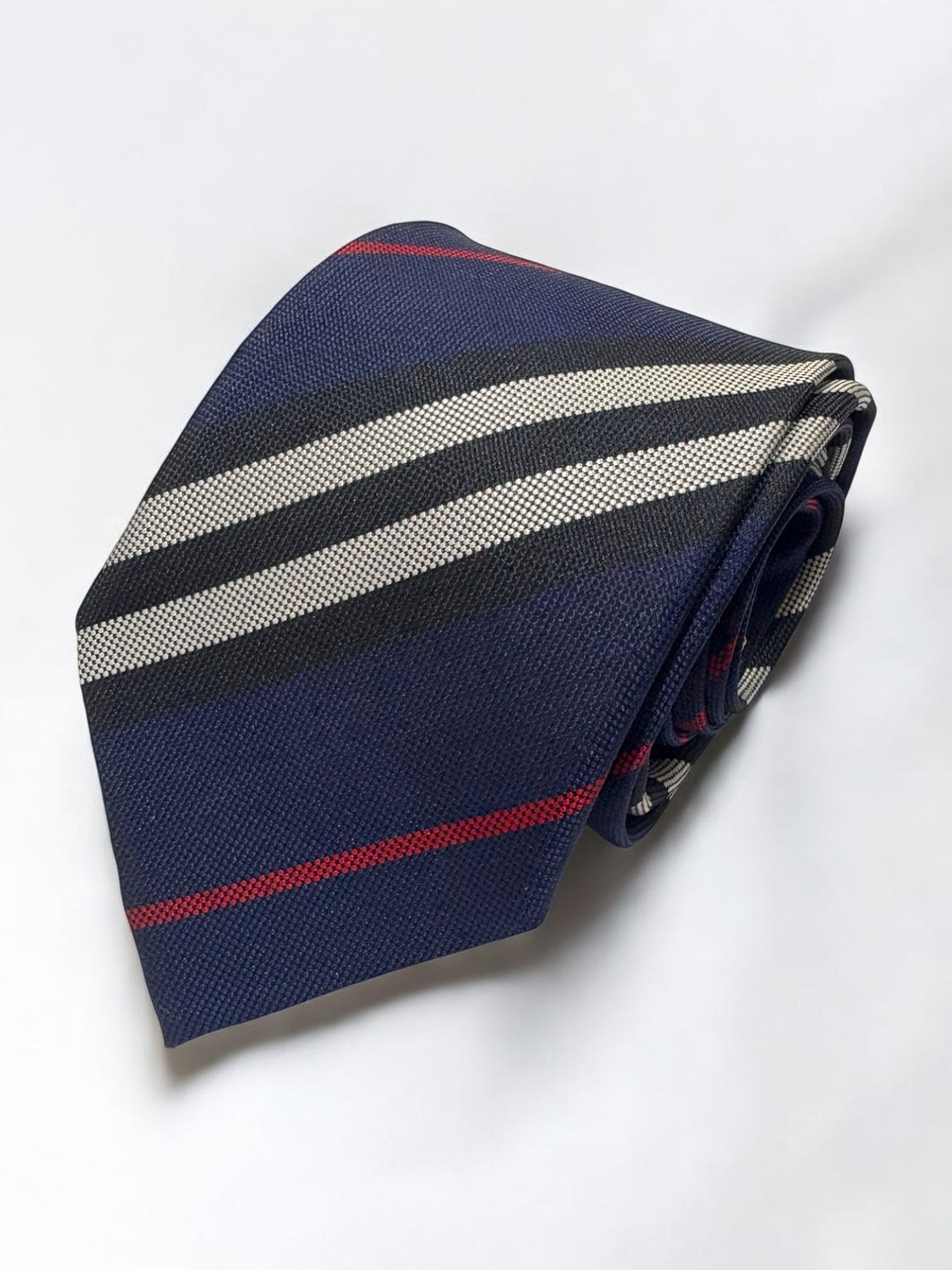 Navy Striped Microfiber Necktie & Pocket Square Gift Set