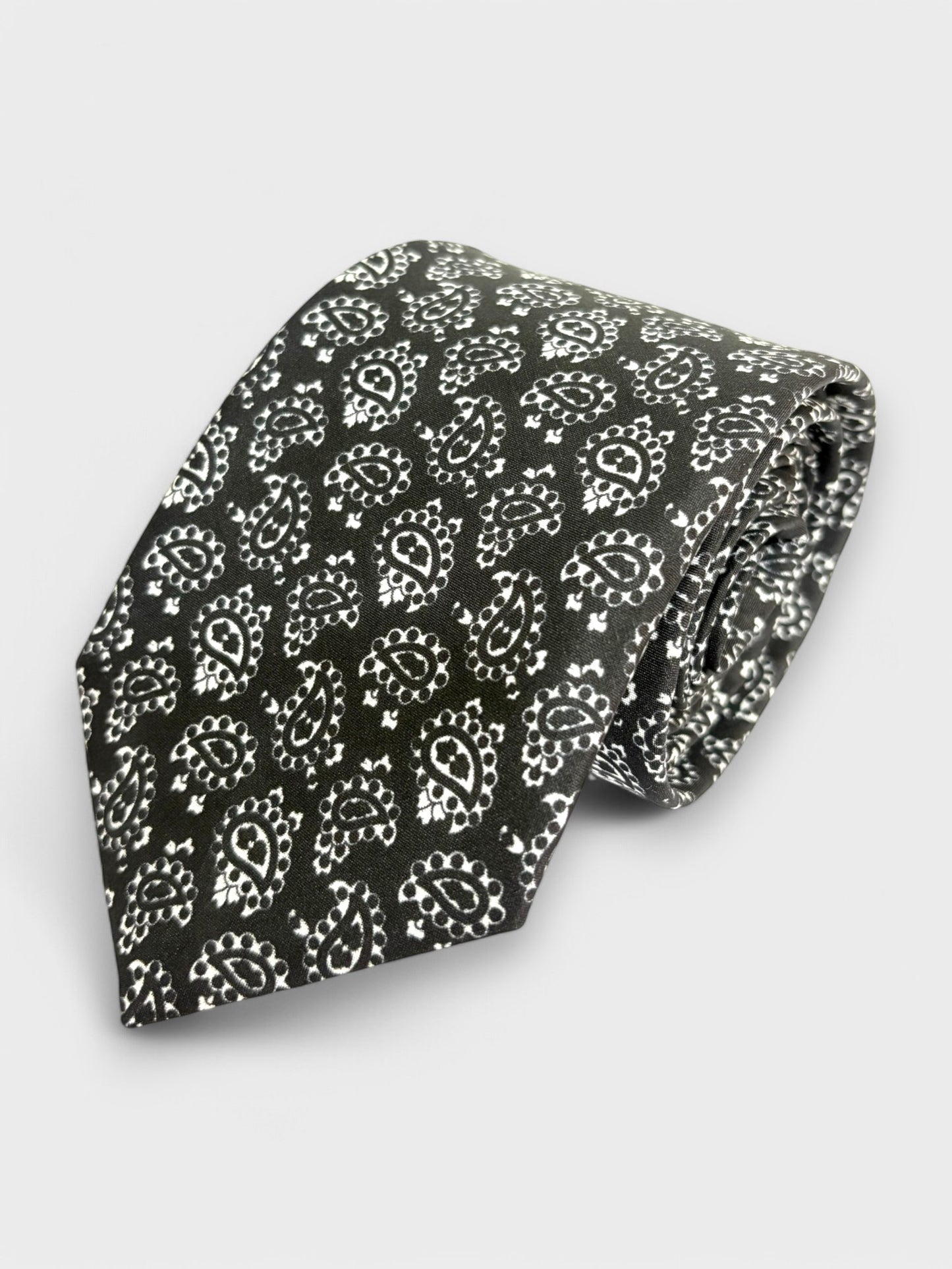 Black Paisley Silk Necktie & Pocket Square Gift Set