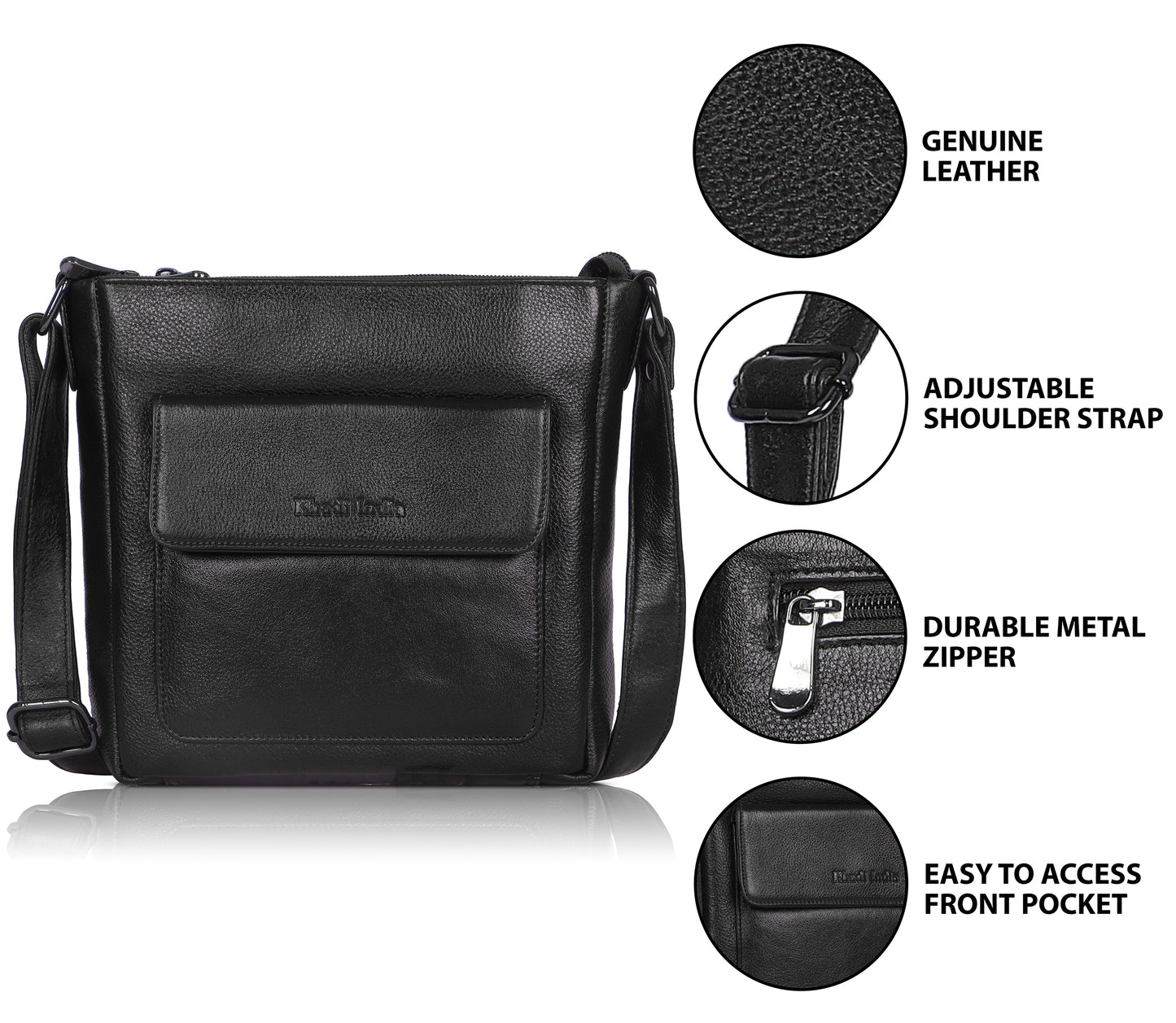 Urban Black Leather Sling Bag