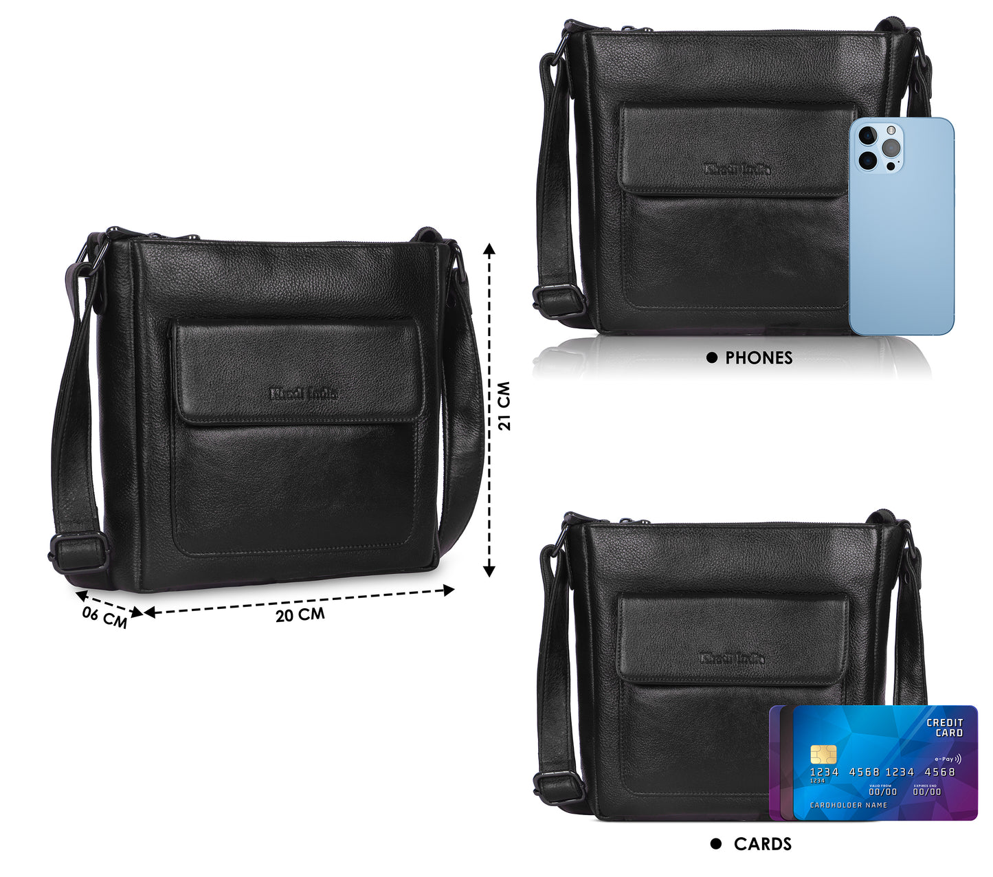 Urban Black Leather Sling Bag