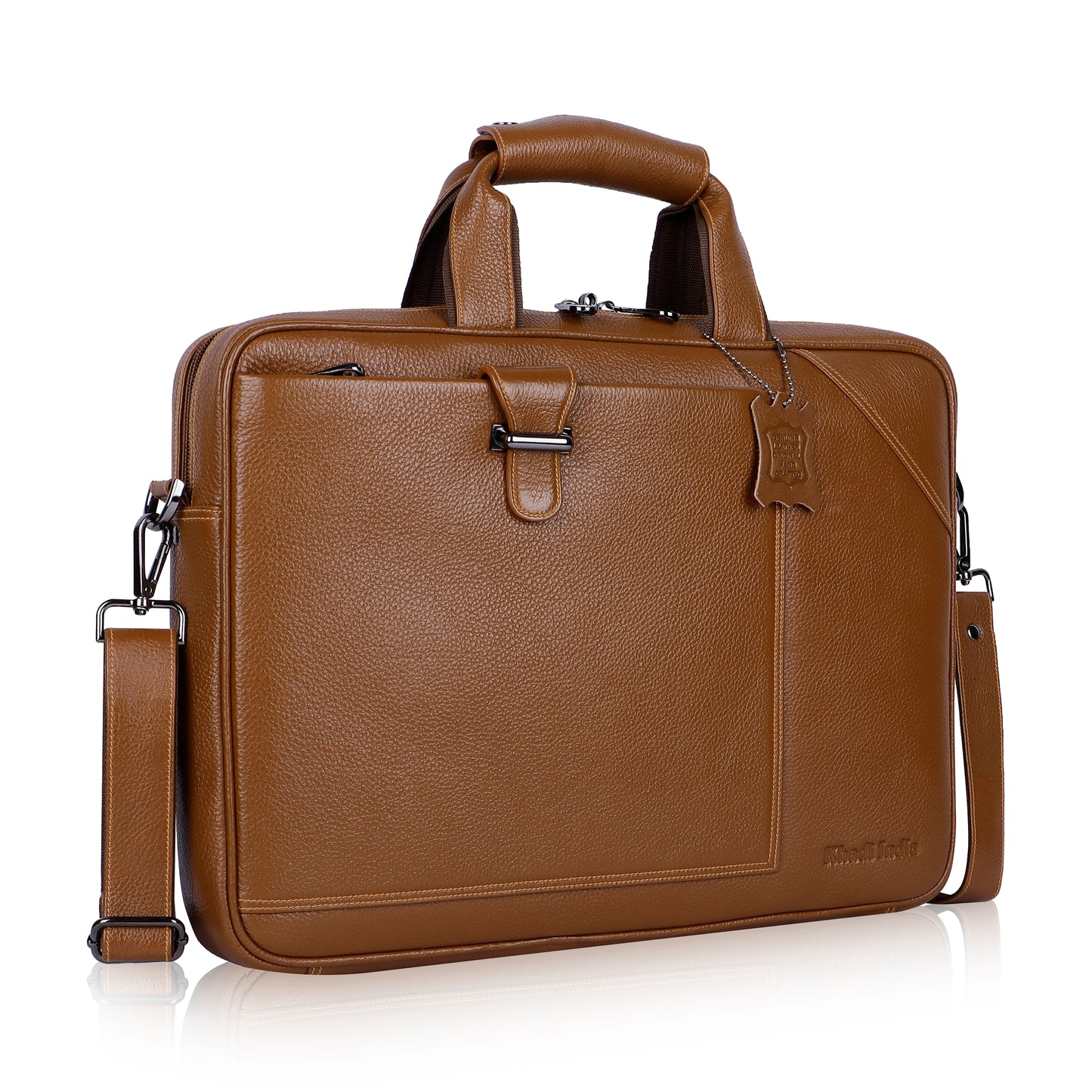 Vibrant Tan Loop Leather Laptop Bag