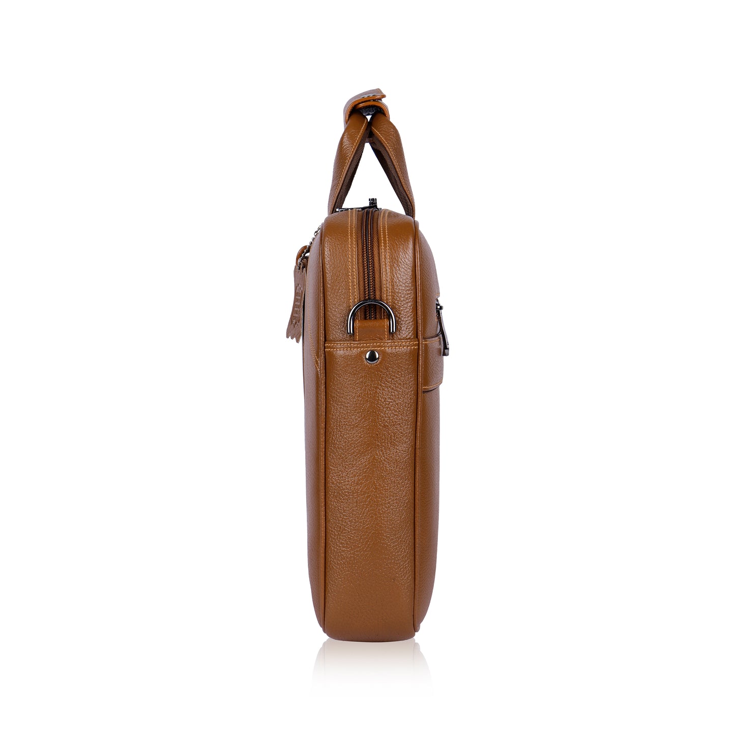 Vibrant Tan Loop Leather Laptop Bag