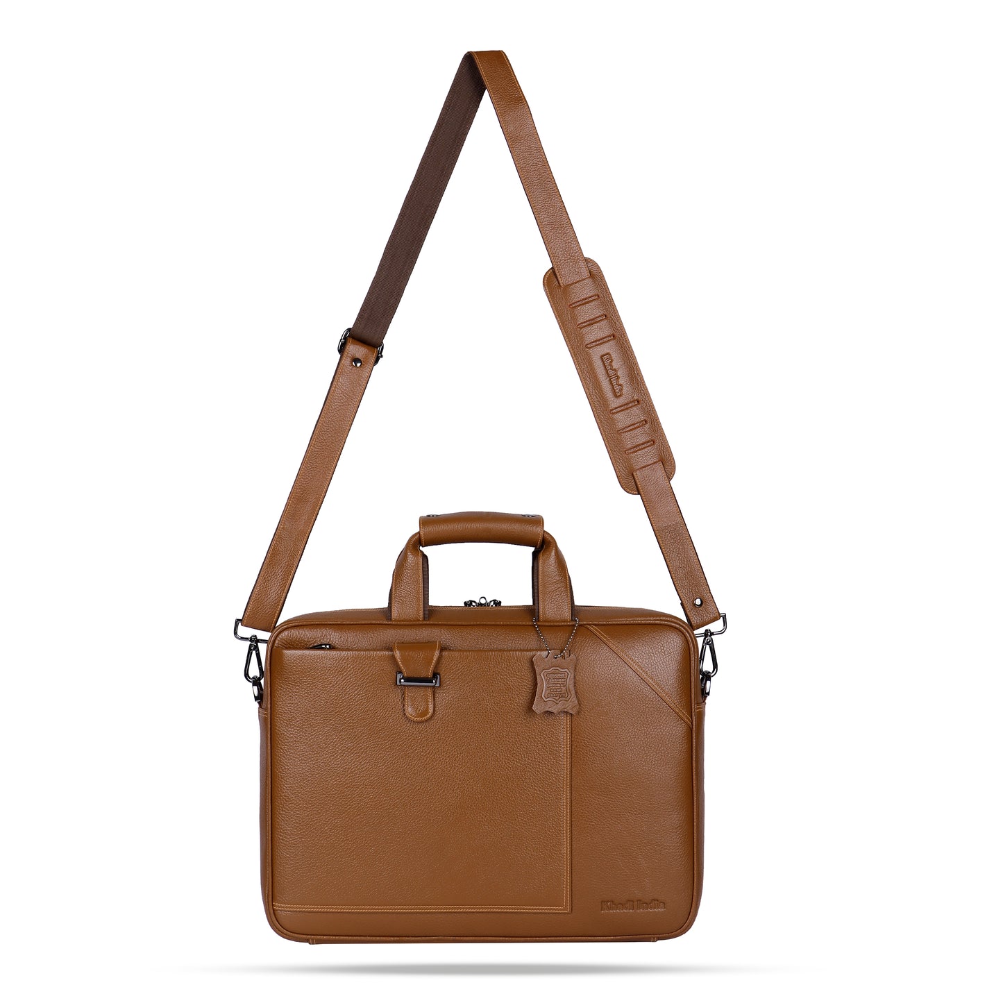 Vibrant Tan Loop Leather Laptop Bag