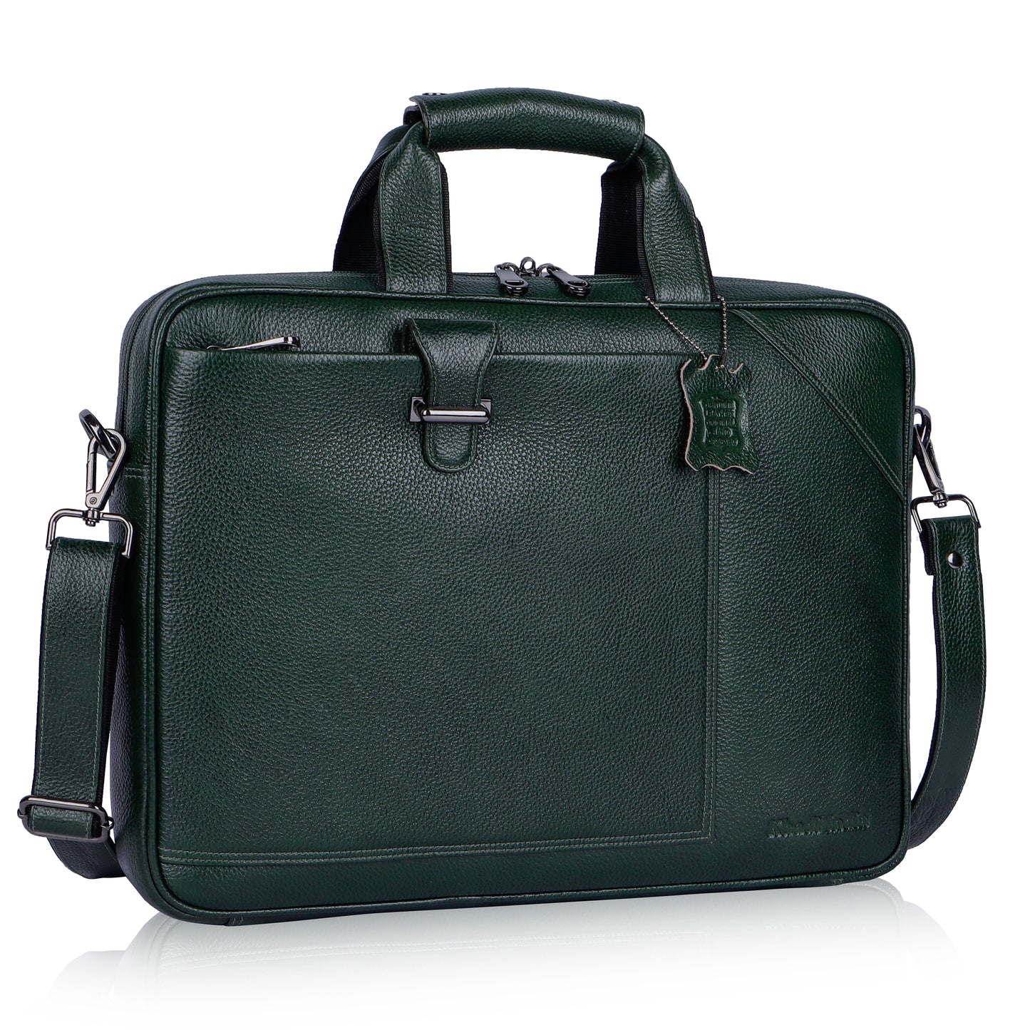 Assertive Green Loop Leather Laptop Bag