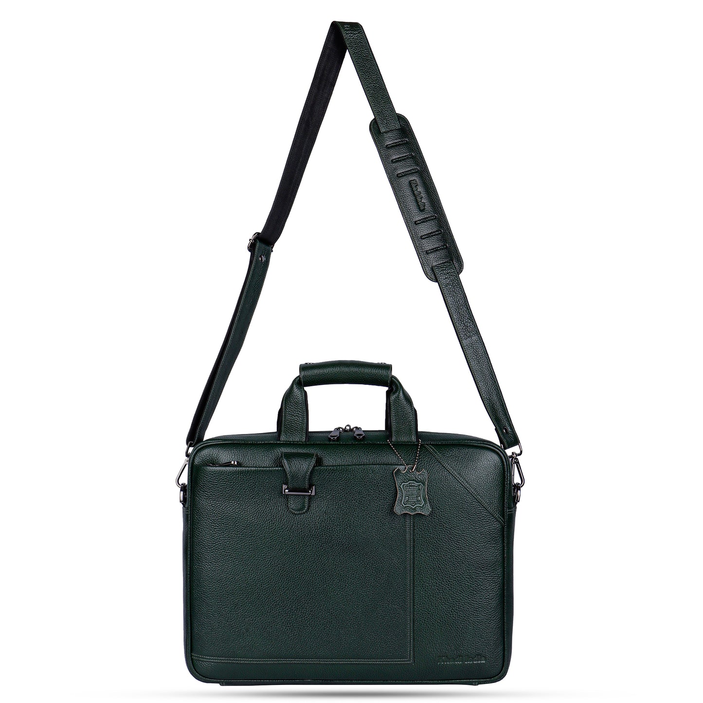 Assertive Green Loop Leather Laptop Bag