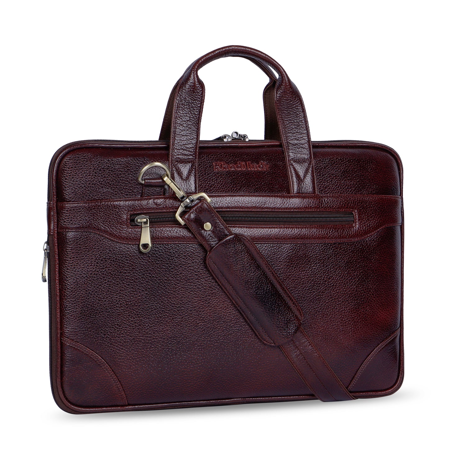 Rich Maroon Slim Leather Laptop Bag