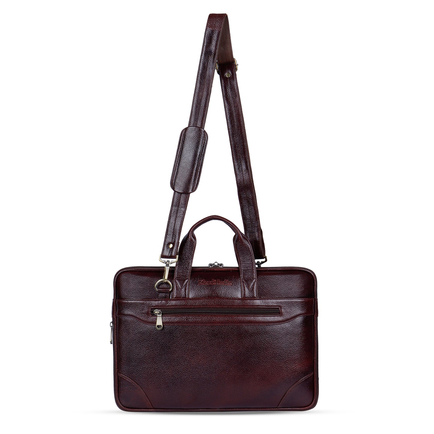 Rich Maroon Slim Leather Laptop Bag