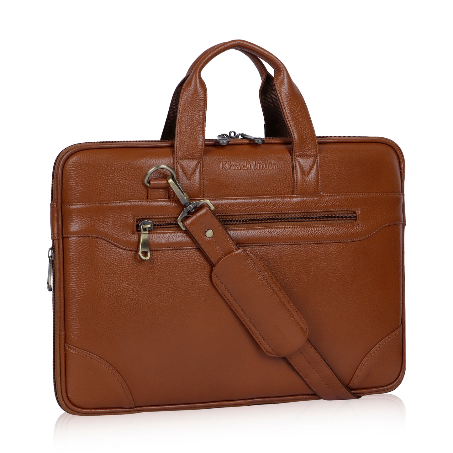 Timeless Tan Slim Leather Laptop Bag