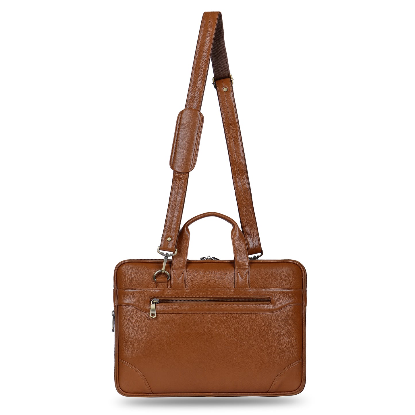 Timeless Tan Slim Leather Laptop Bag