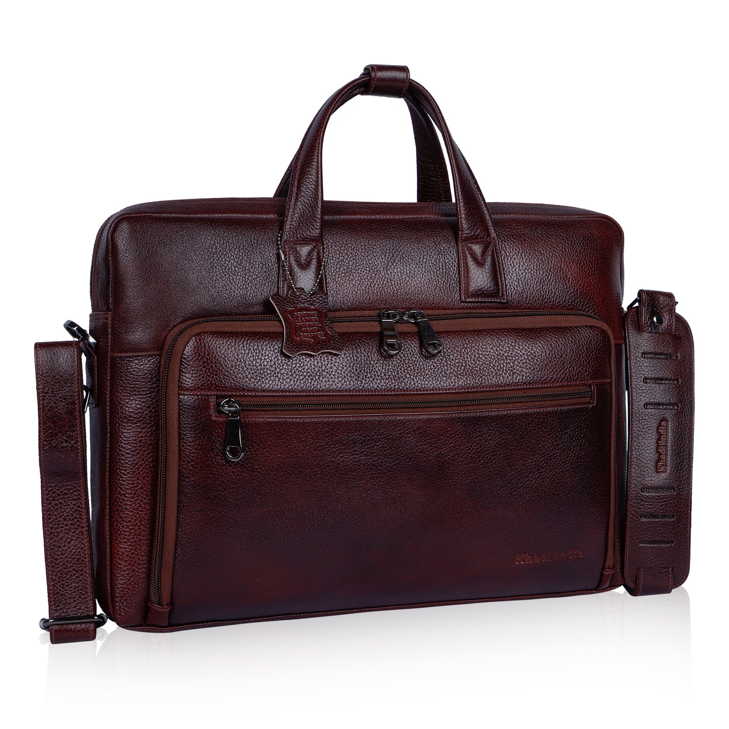 Elegant Maroon Organizer Leather Laptop Bag