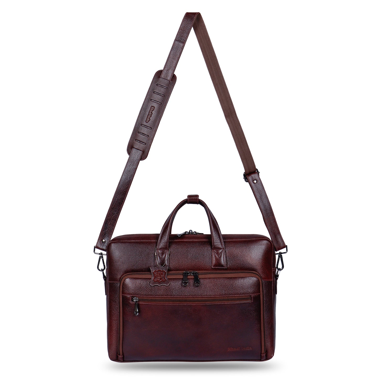Elegant Maroon Organizer Leather Laptop Bag