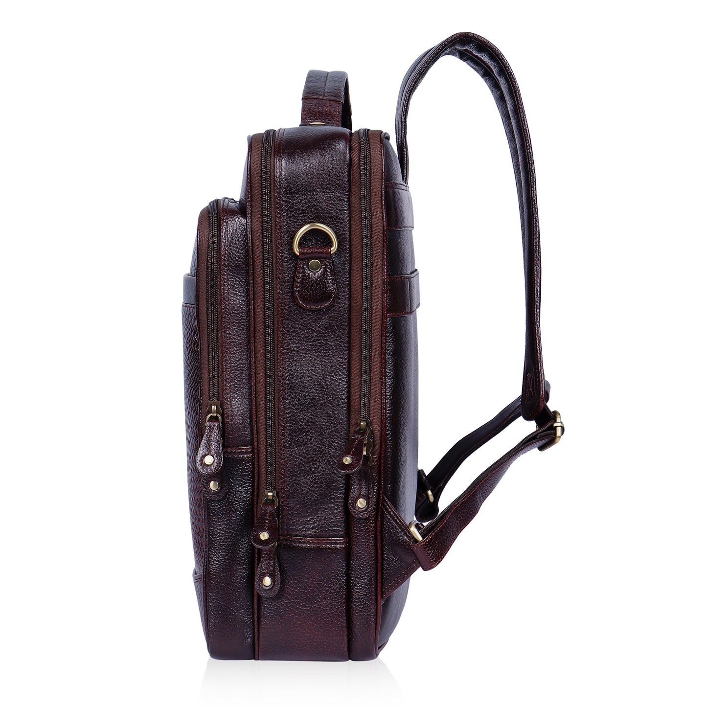 Heritage Brown Textured Leather Haversack Backpack