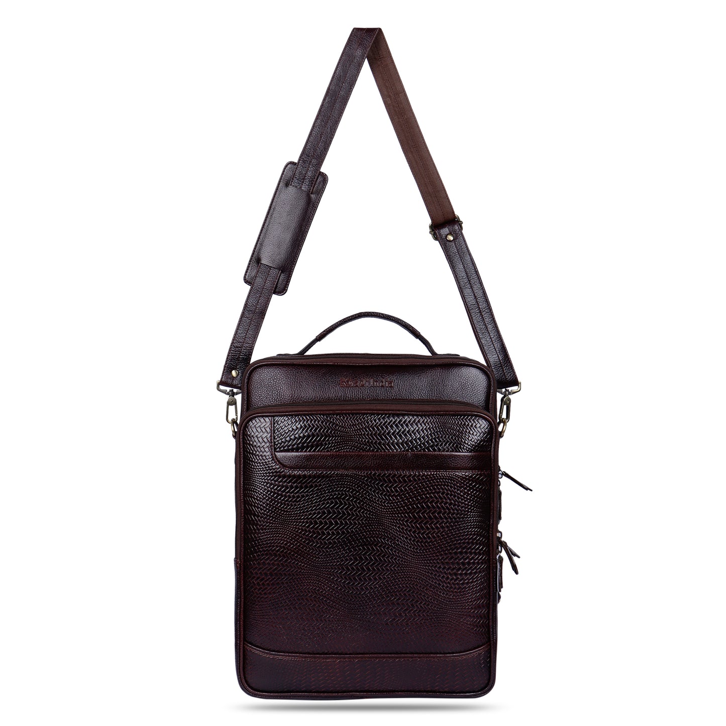 Heritage Brown Textured Leather Haversack Backpack