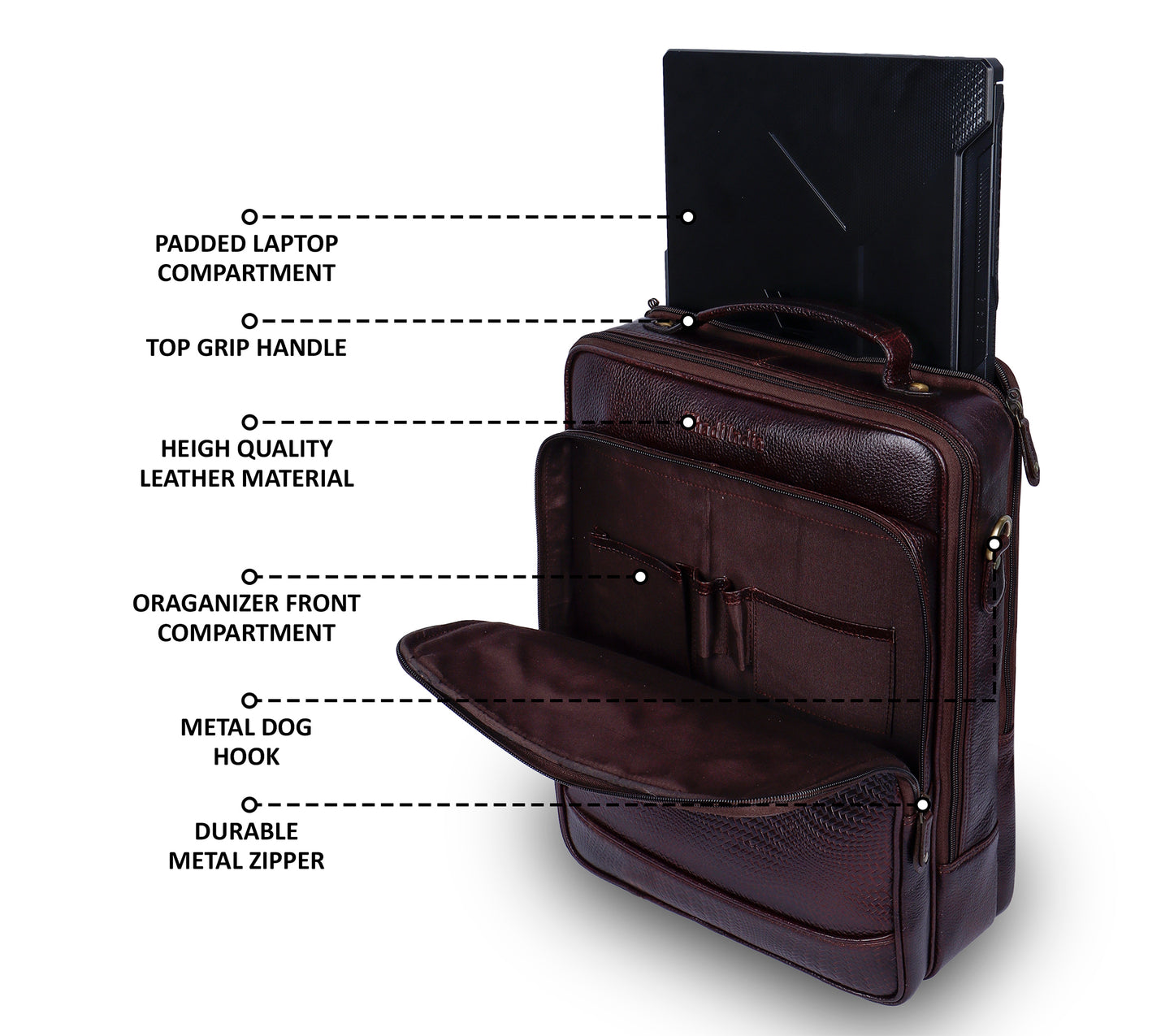 Heritage Brown Textured Leather Haversack Backpack