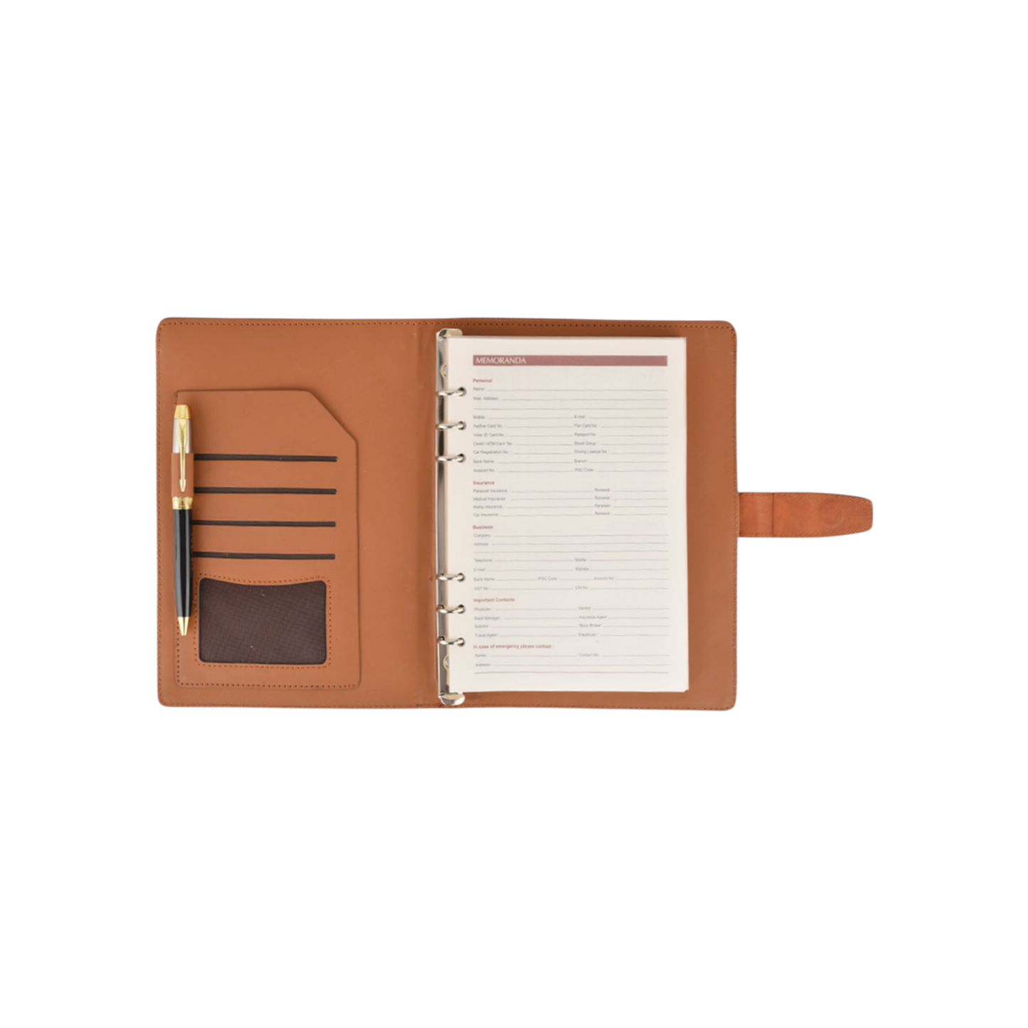 Notebook Organiser with Pocket and Magnetic Closure