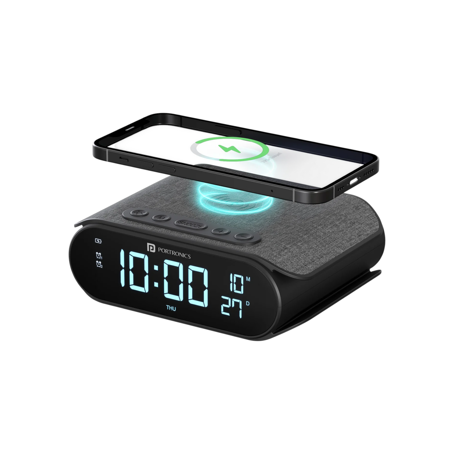 Portronics Volt Clock - Wireless Charger with Alarm Clock
