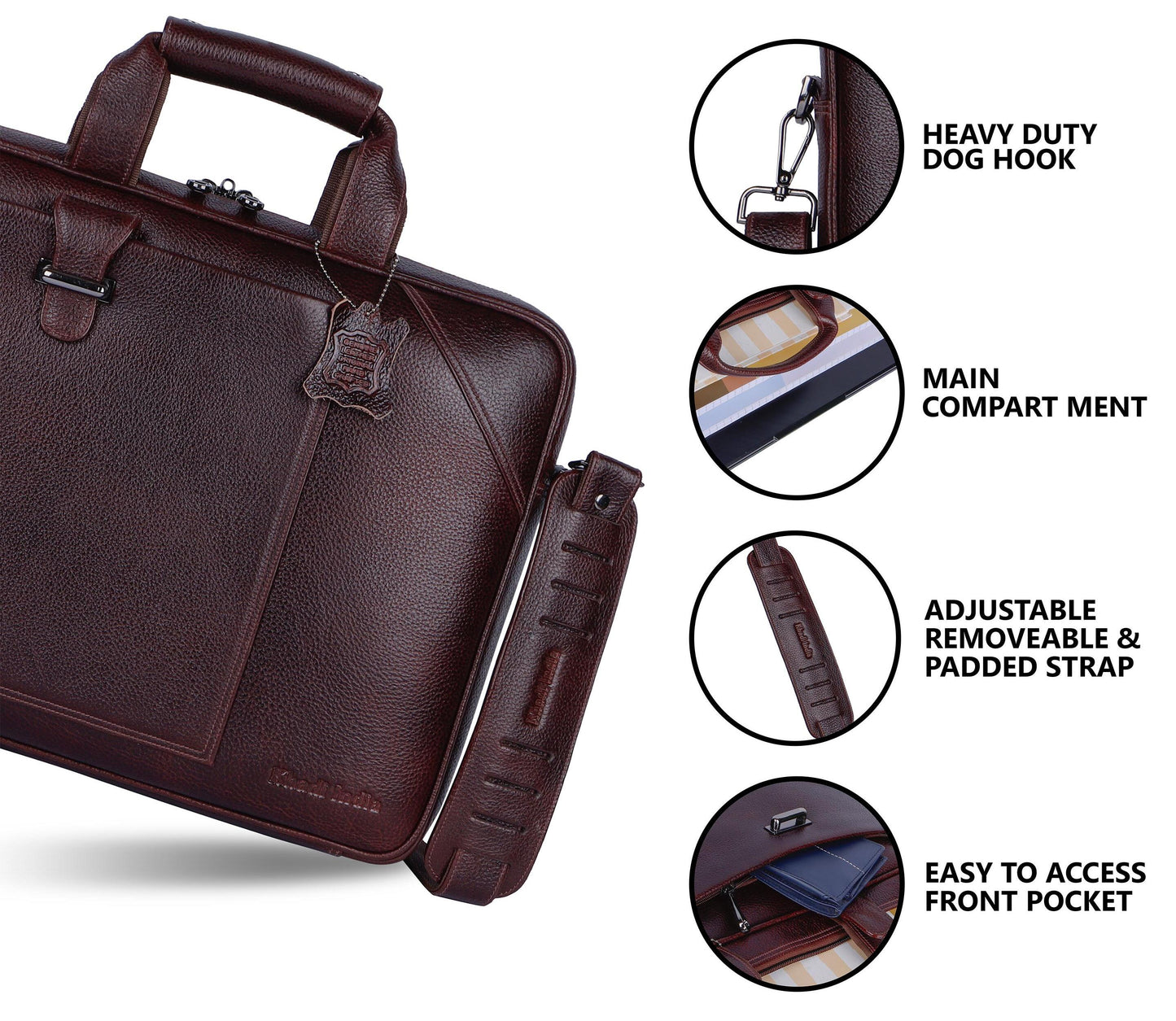 Regal Maroon Loop Leather Laptop Bag