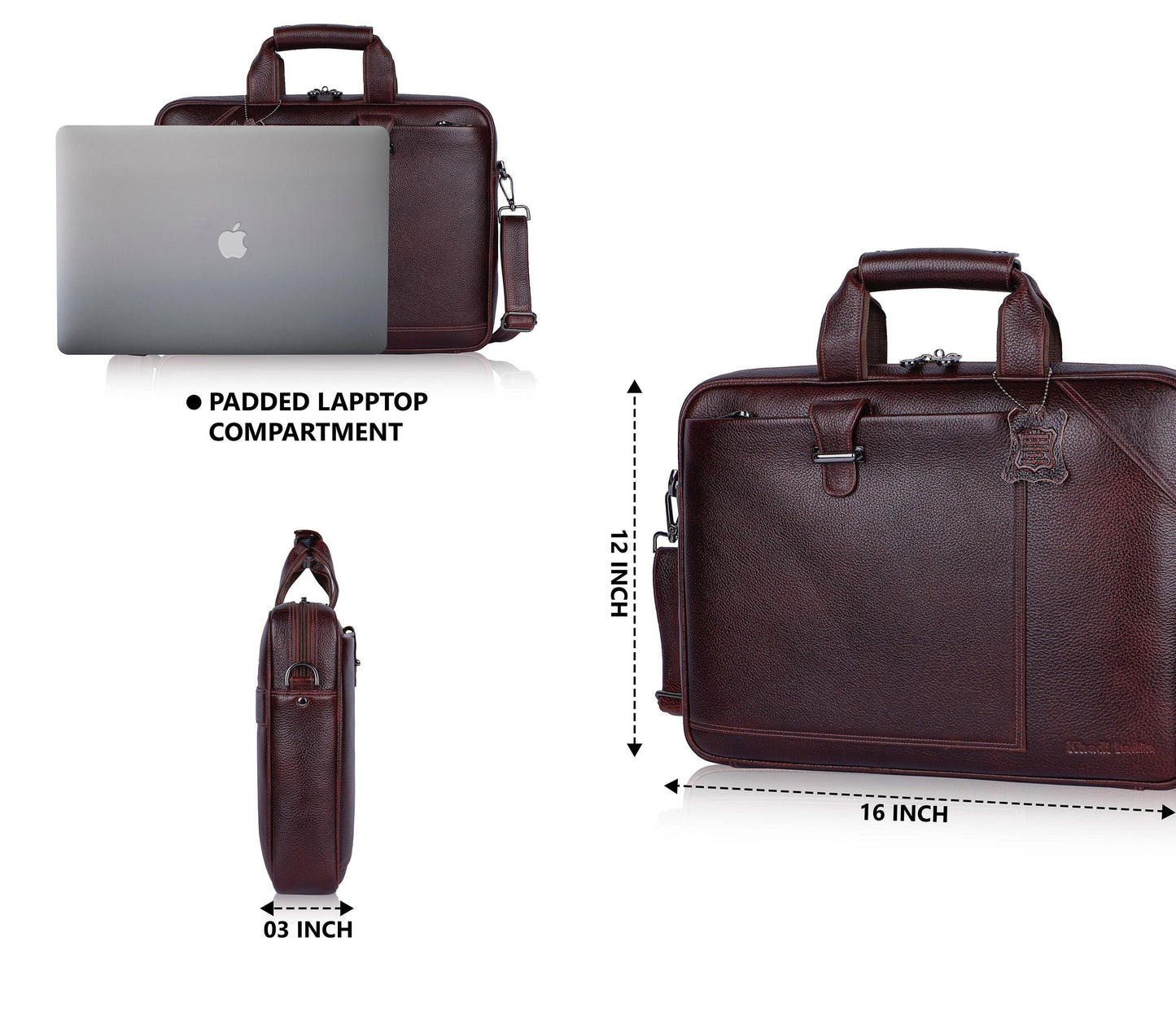 Regal Maroon Loop Leather Laptop Bag