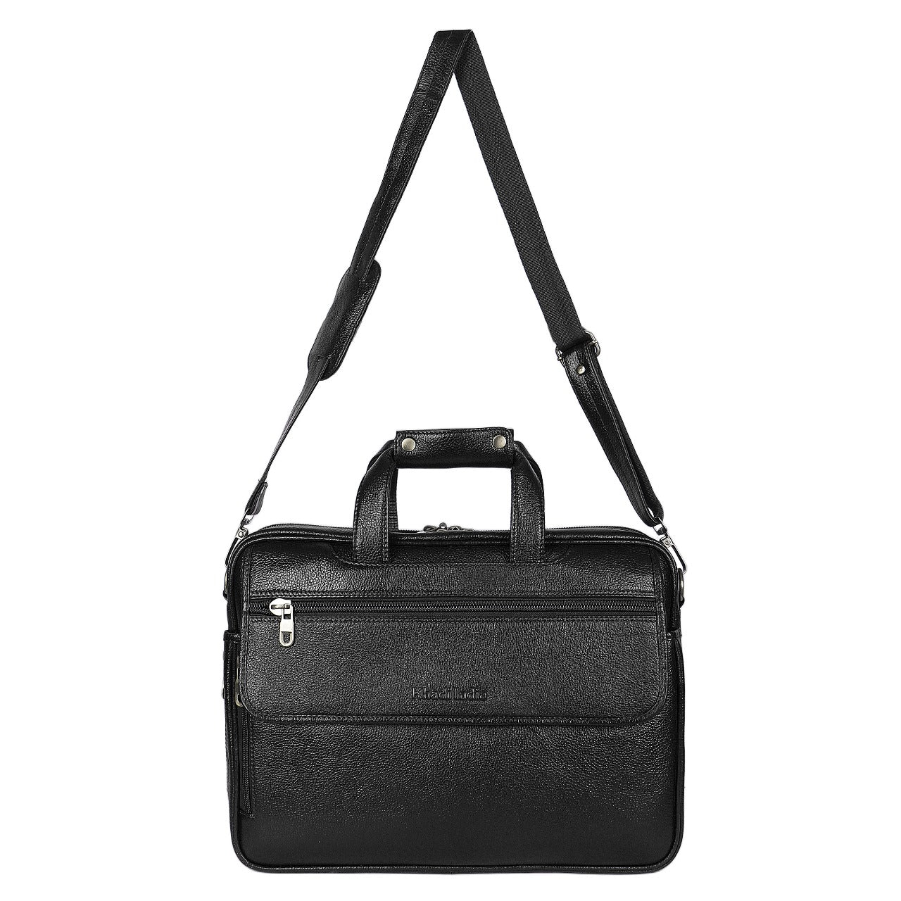 Timeless Black Leather Laptop Bag
