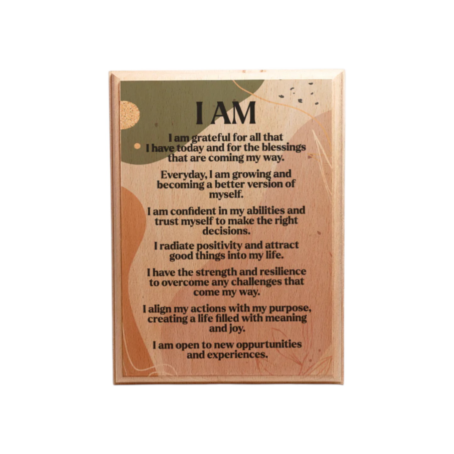 Wooden Plaque with Affirmations
