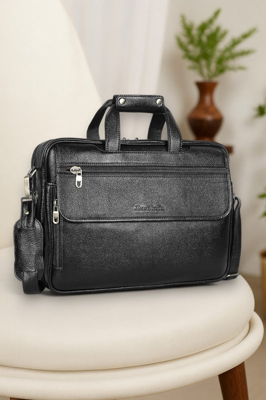 Timeless Black Leather Laptop Bag