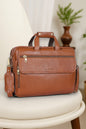 Discrete Tan Leather Laptop Bag