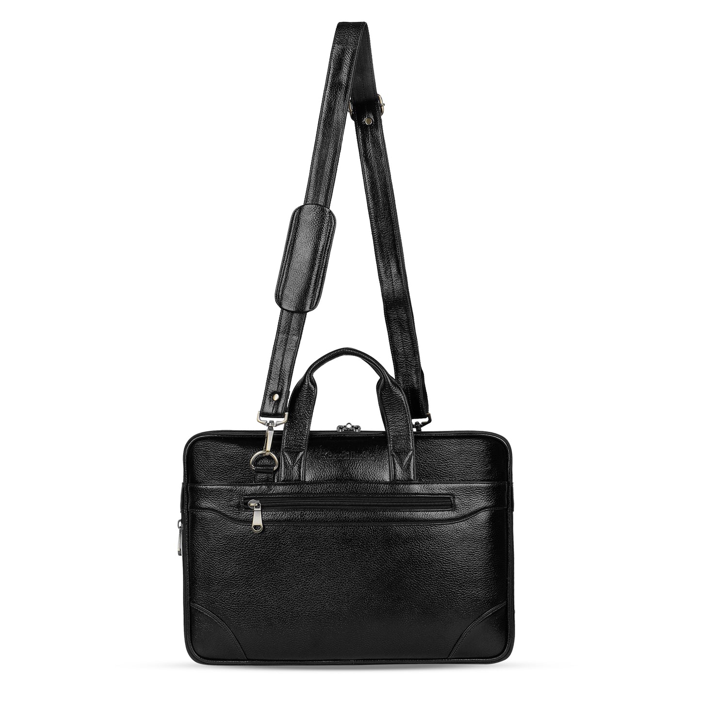 Dashing Black Slim Leather Laptop Bag