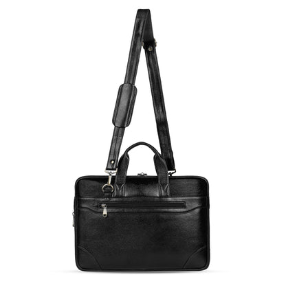 Dashing Black Slim Leather Laptop Bag