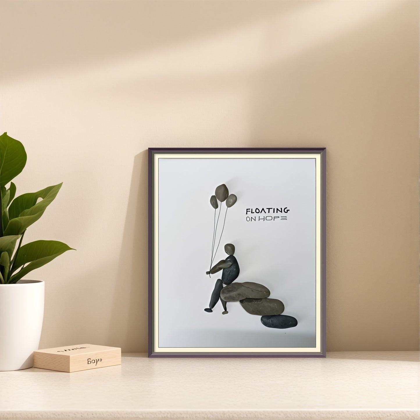 Floating on Hope Pebble Art