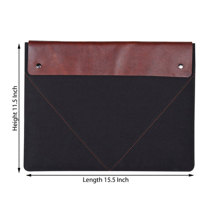 Canvas Leather Buttoned Laptop Sleeve